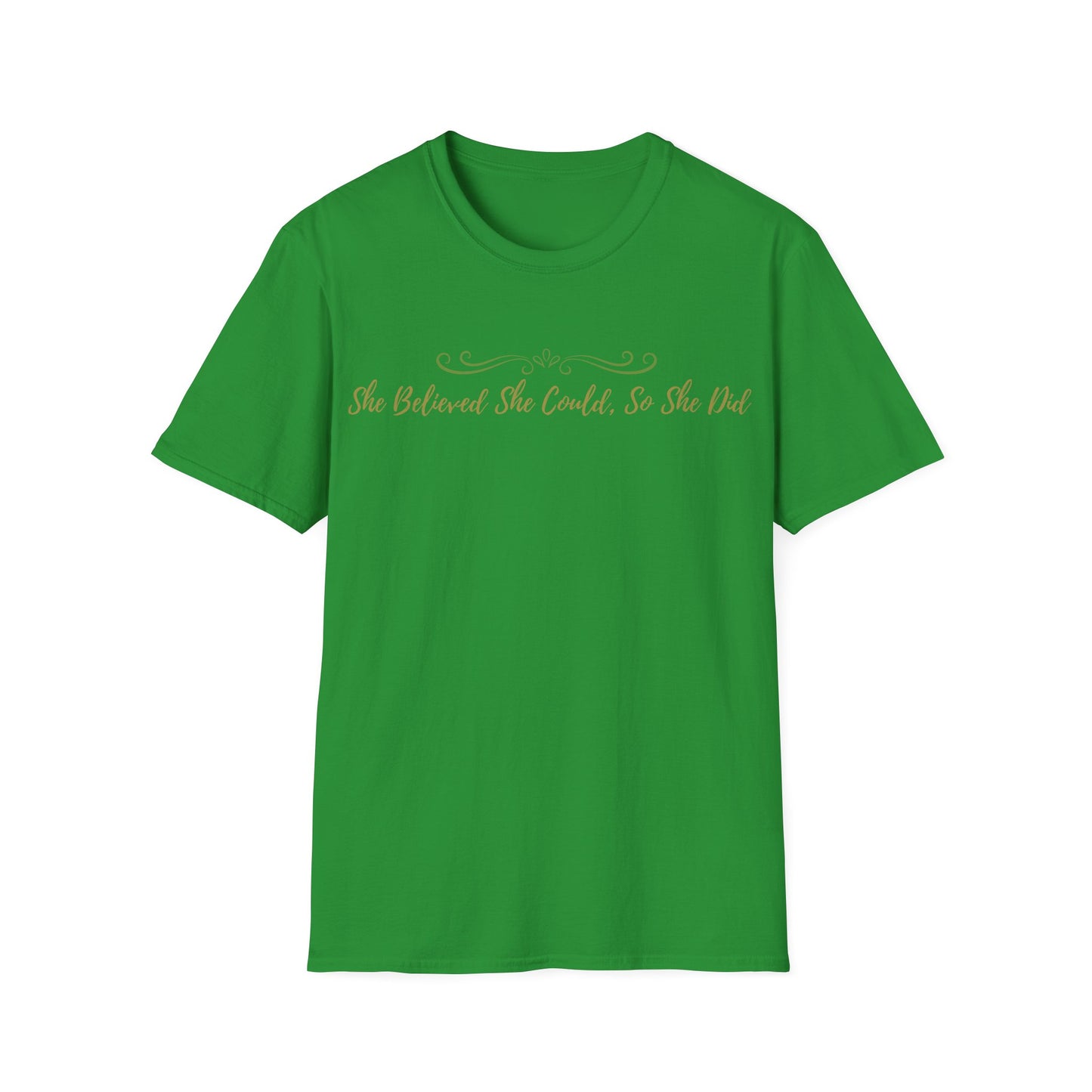 T-Shirt — "She Believed She Could So She Did" Inspirational Script Tee