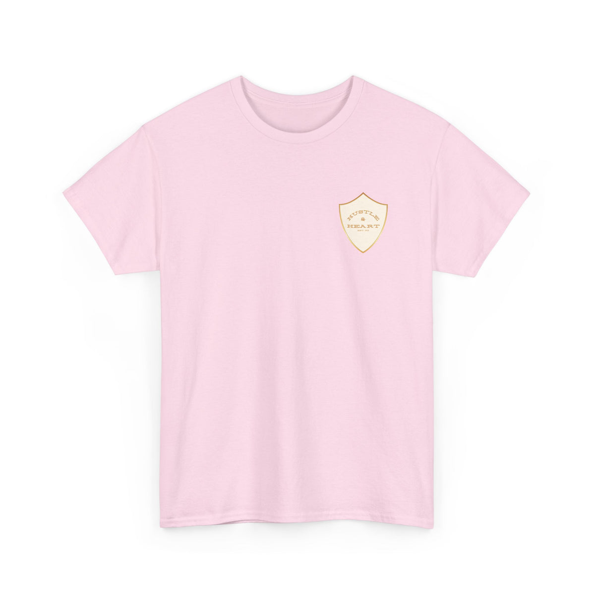 White Badge Tee — Minimalist Smiley Shield Chest Logo T‑Shirt