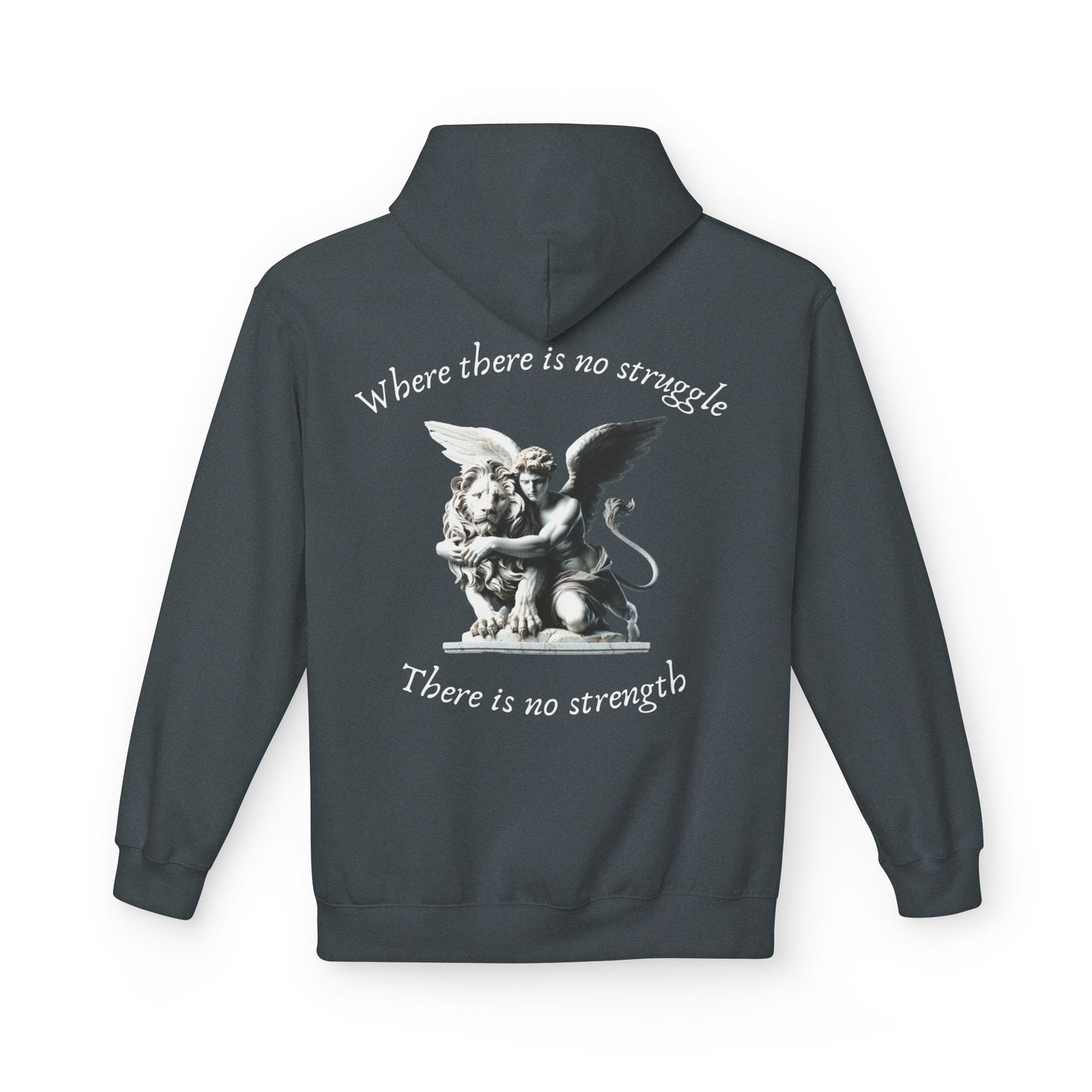 Angel Statue Hoodie – "Where there is no struggle, there is no strength" Inspirational Graphic Hoodie