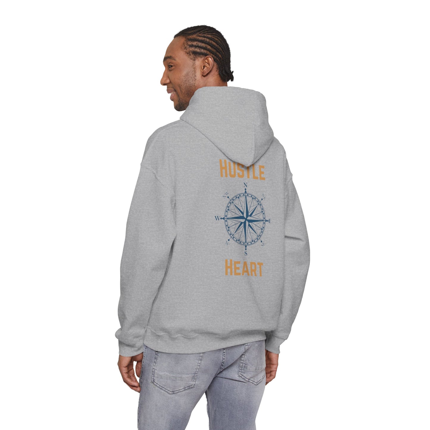 Hustle Heart Compass Hoodie — Motivational Graphic Pullover