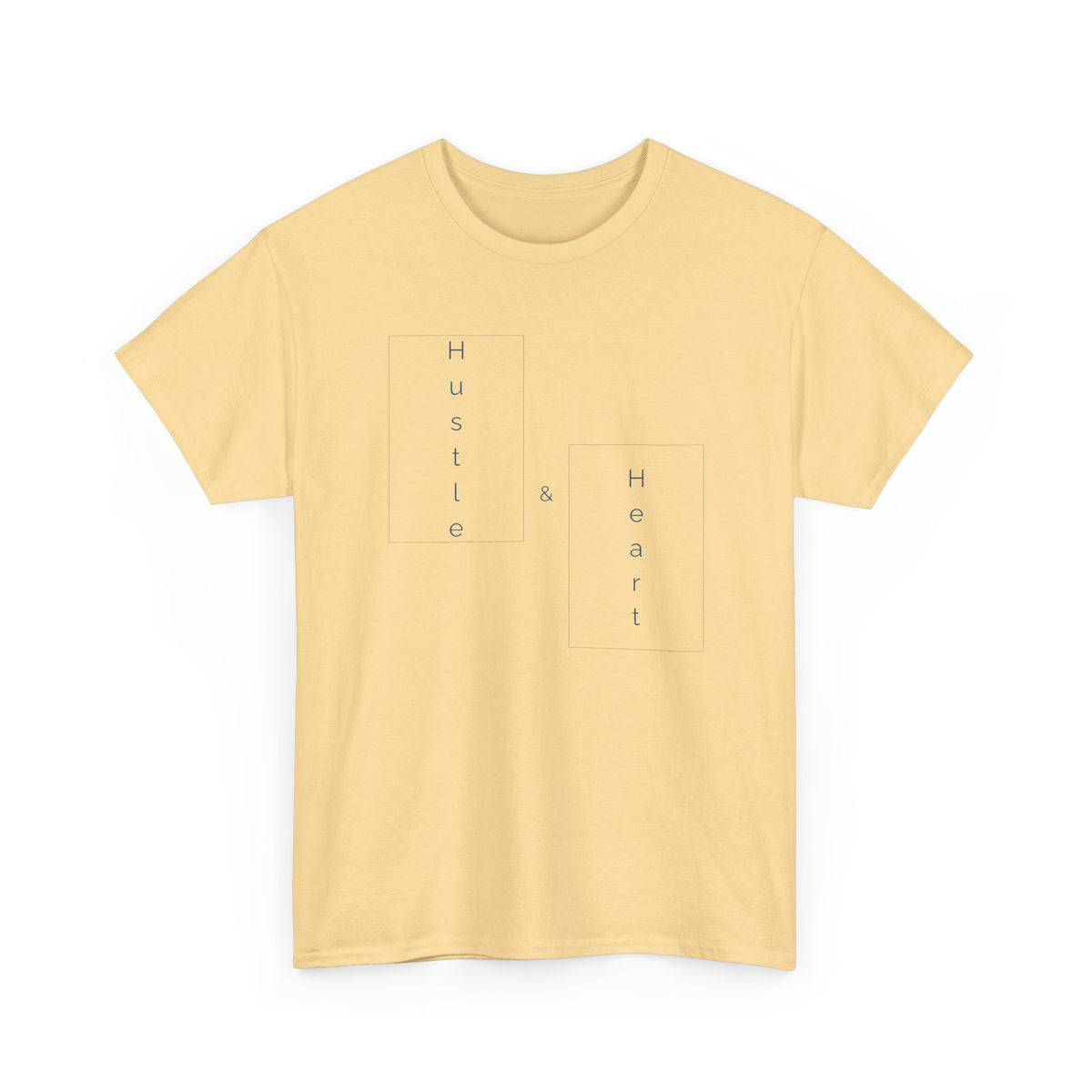 Minimalist "Hustle & Heart" T-Shirt — Vertical Text Graphic Tee