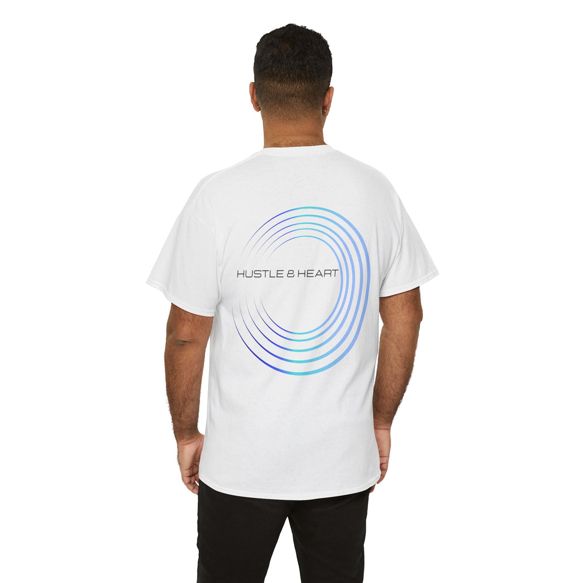 Hustle & Heart Tee — Minimal Gradient Circle Graphic Cotton T‑Shirt