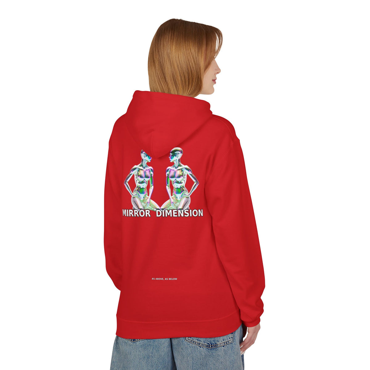 Mirror Dimension Graphic Hoodie — Symmetrical Sci-Fi Alien
