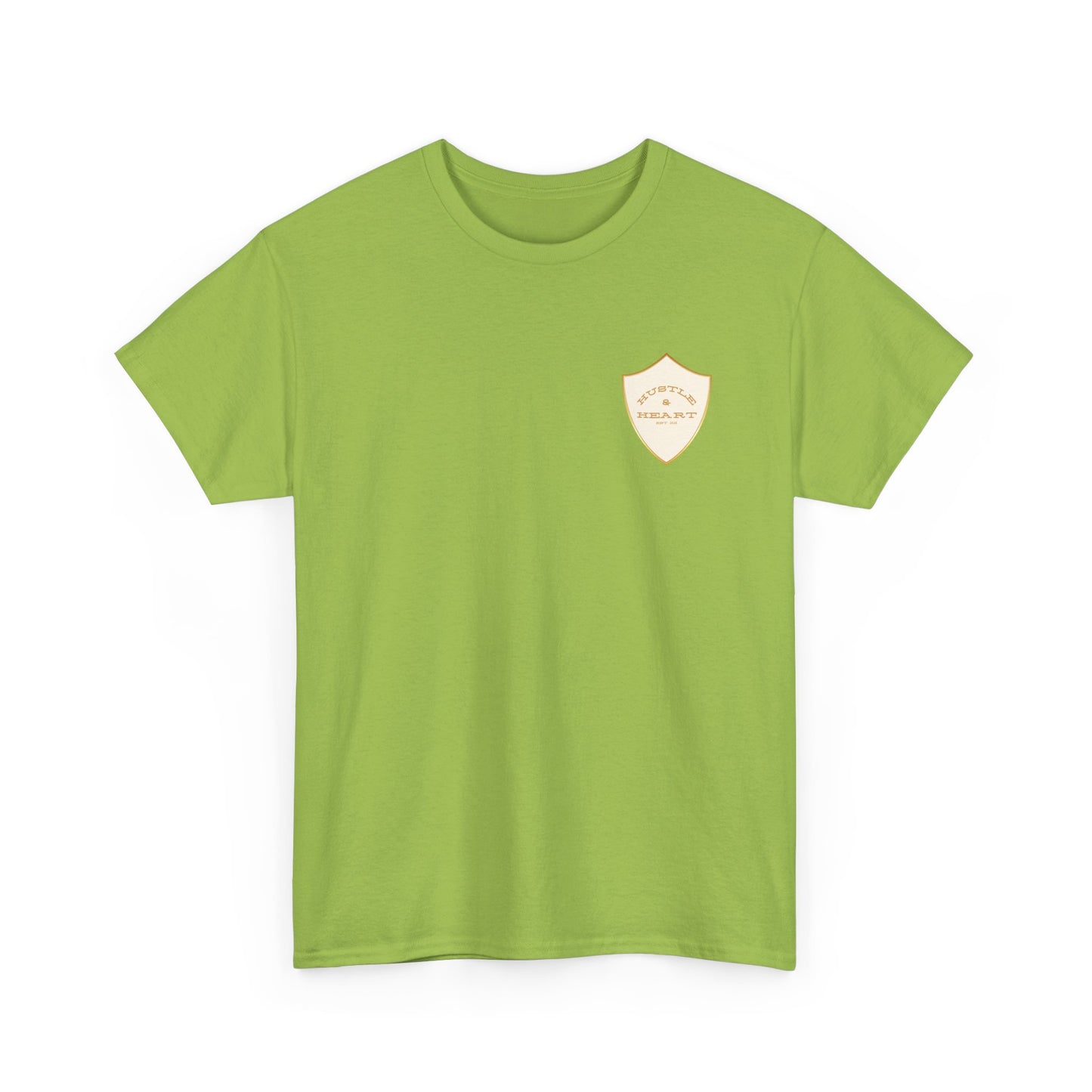 White Badge Tee — Minimalist Smiley Shield Chest Logo T‑Shirt