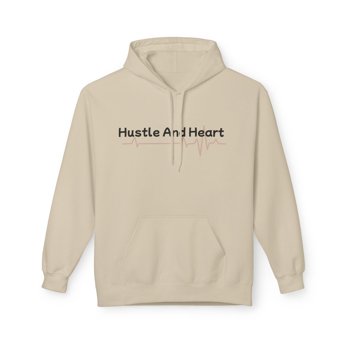 Hustle And Heart Hoodie — Motivational Pullover with Heartbeat Graphic