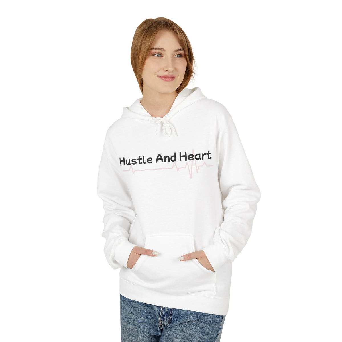 Hustle And Heart Hoodie — Motivational Pullover with Heartbeat Graphic