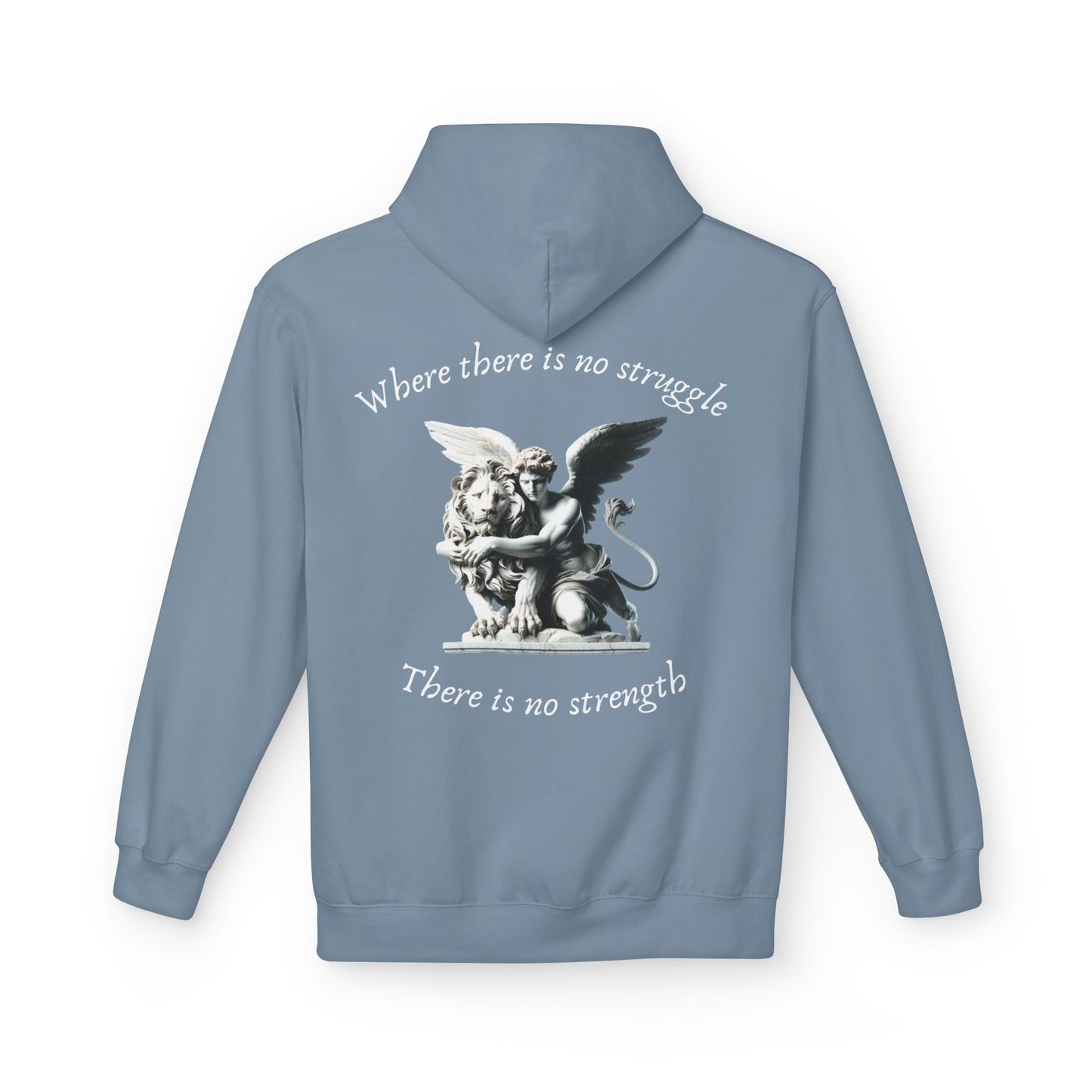 Angel Statue Hoodie – "Where there is no struggle, there is no strength" Inspirational Graphic Hoodie