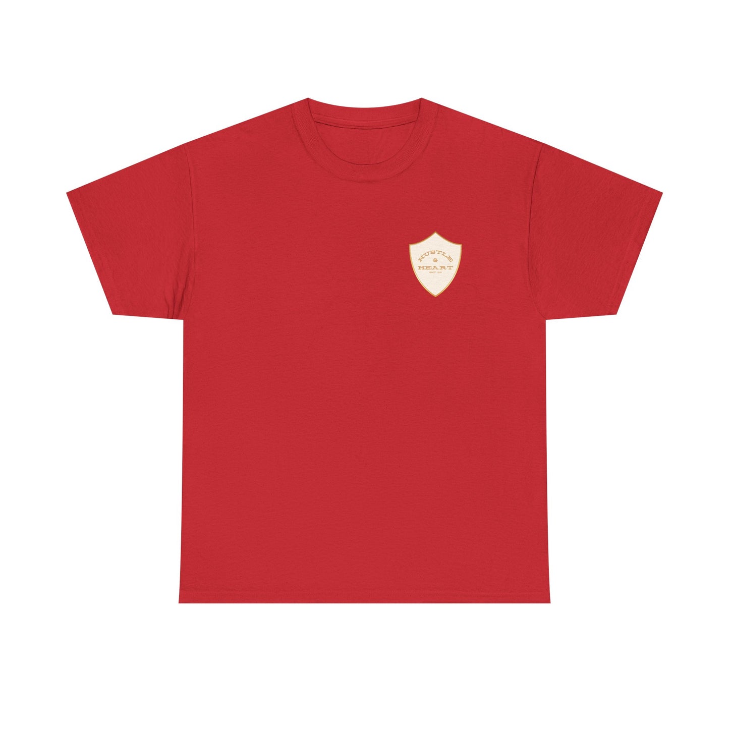 White Badge Tee — Minimalist Smiley Shield Chest Logo T‑Shirt