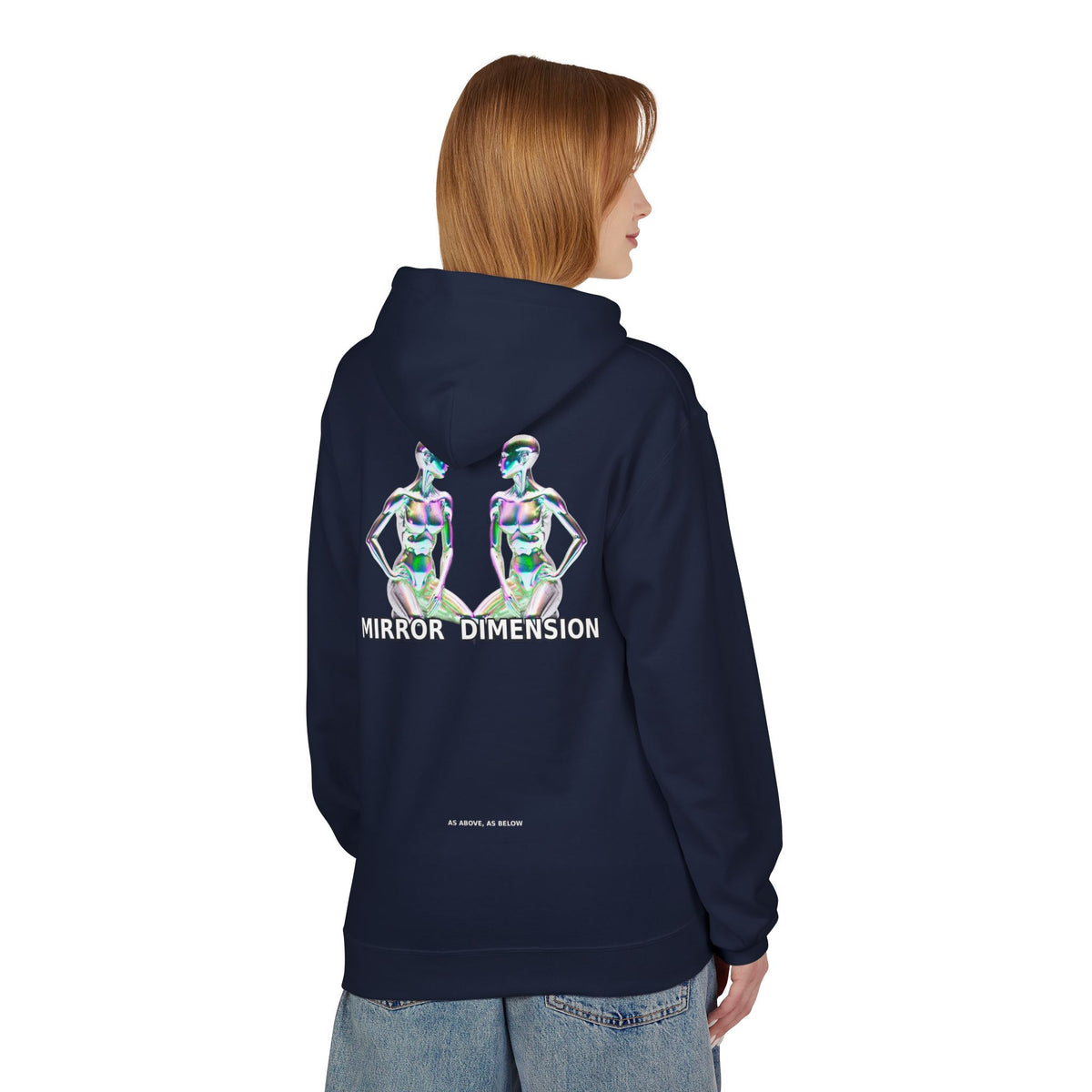 Mirror Dimension Graphic Hoodie — Symmetrical Sci-Fi Alien