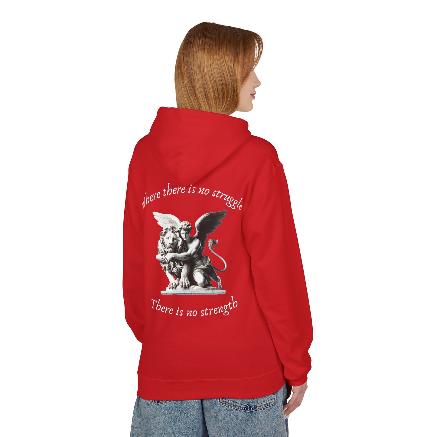 Angel Statue Hoodie – "Where there is no struggle, there is no strength" Inspirational Graphic Hoodie