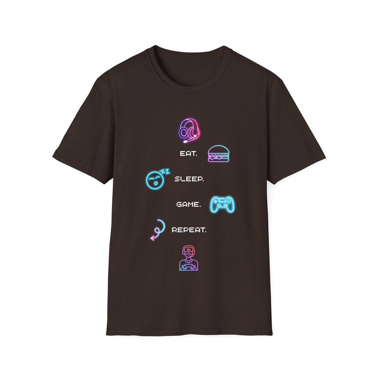 Pastel Gaming Icons T-Shirt — Cute Vaporwave Controller & Skull Tee