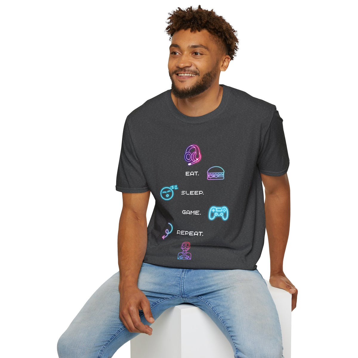 Pastel Gaming Icons T-Shirt — Cute Vaporwave Controller & Skull Tee