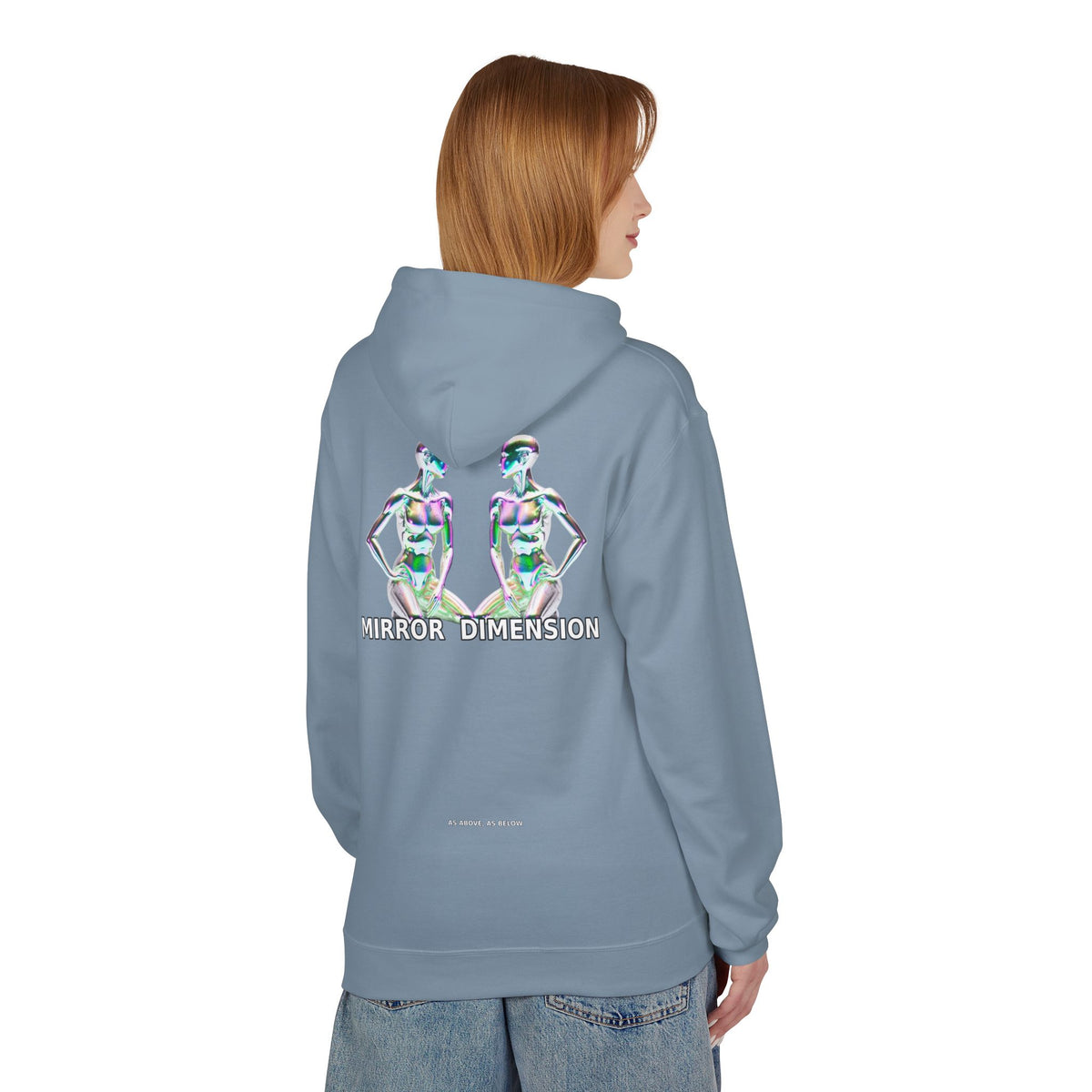 Mirror Dimension Graphic Hoodie — Symmetrical Sci-Fi Alien
