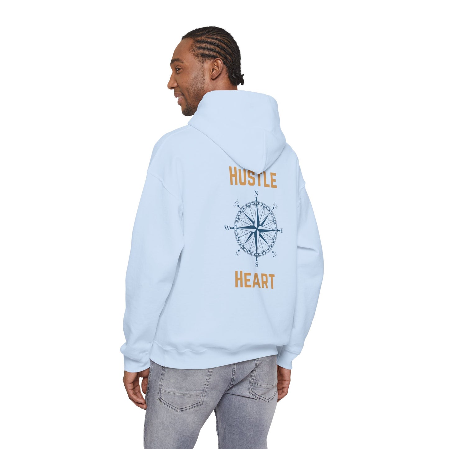 Hustle Heart Compass Hoodie — Motivational Graphic Pullover