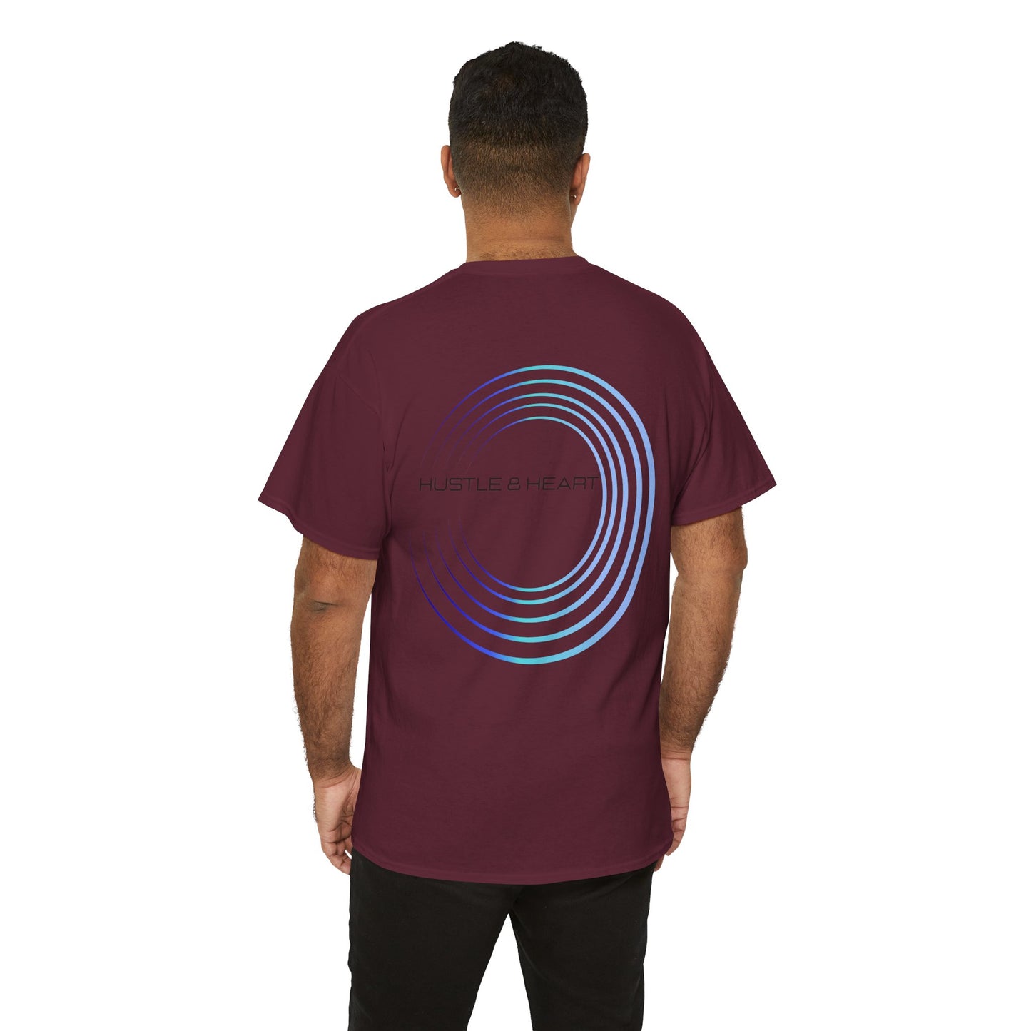 Hustle & Heart Tee — Minimal Gradient Circle Graphic Cotton T‑Shirt