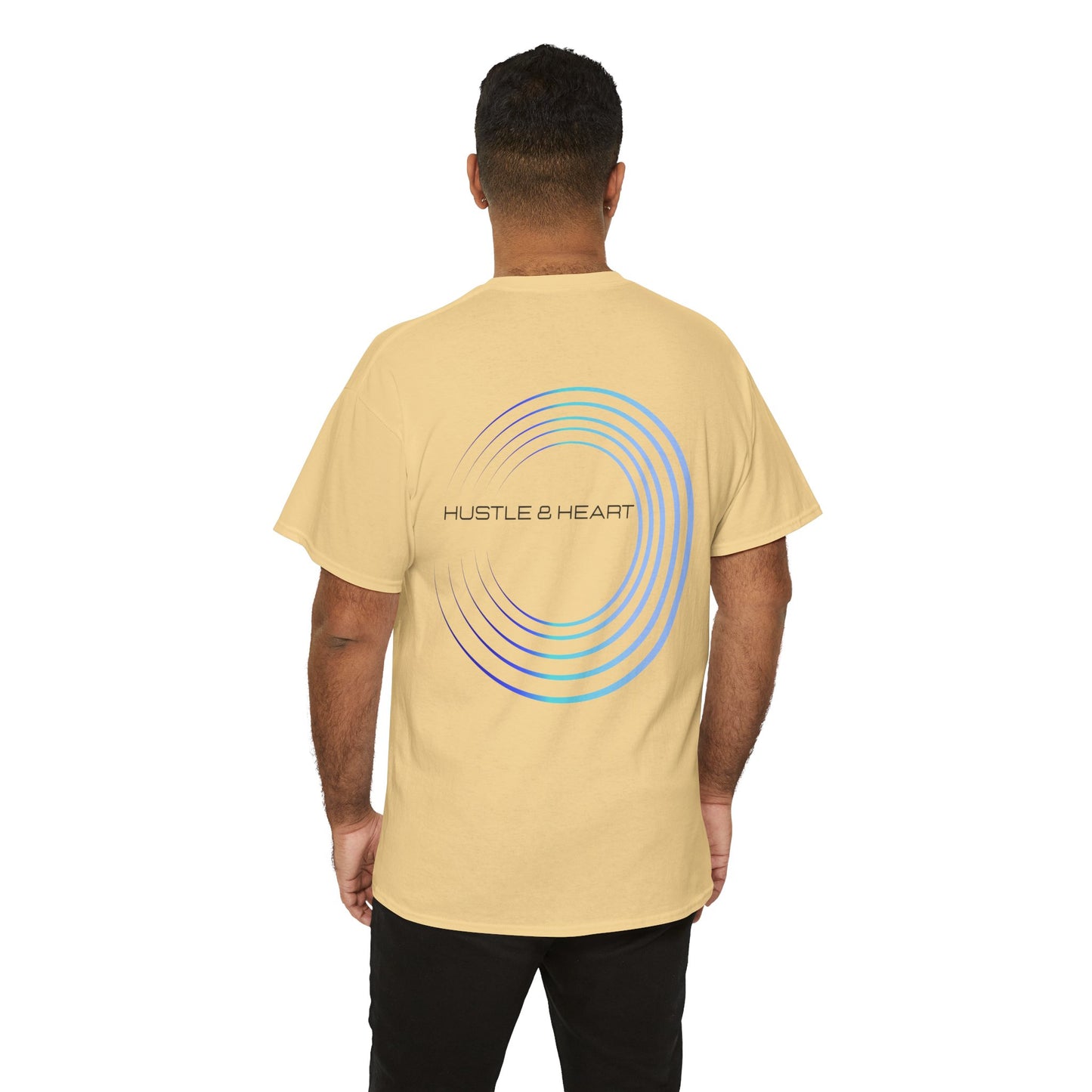 Hustle & Heart Tee — Minimal Gradient Circle Graphic Cotton T‑Shirt