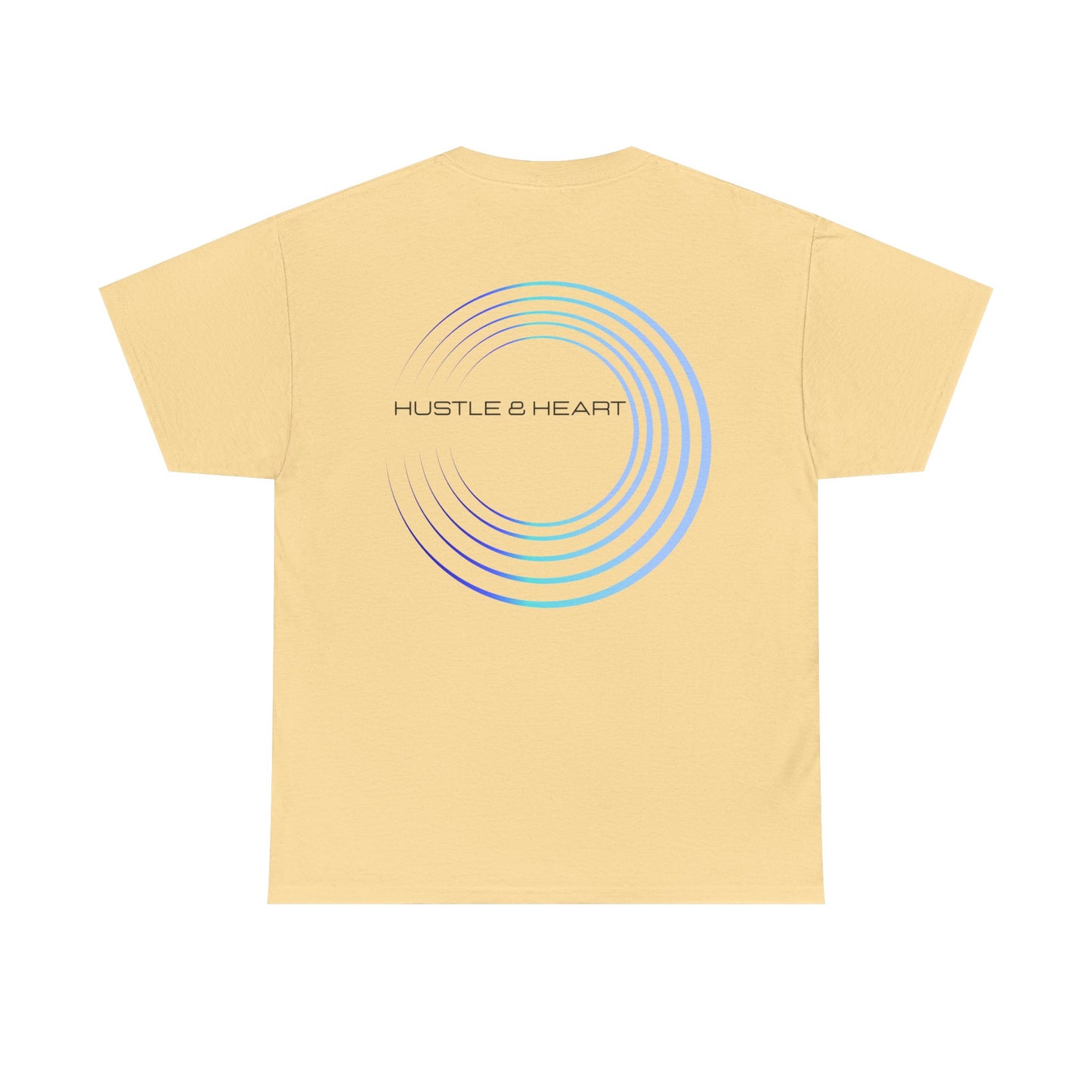 Hustle & Heart Tee — Minimal Gradient Circle Graphic Cotton T‑Shirt