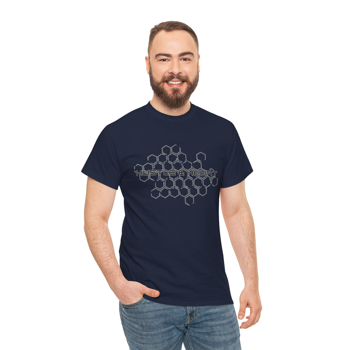 Hustle & Heart T-Shirt — Honeycomb Graphic Motivational Tee
