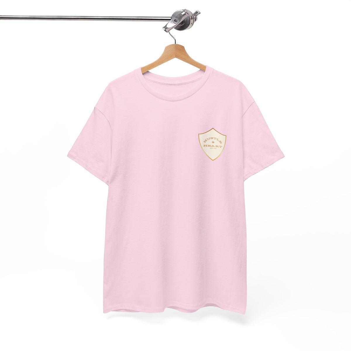 White Badge Tee — Minimalist Smiley Shield Chest Logo T‑Shirt