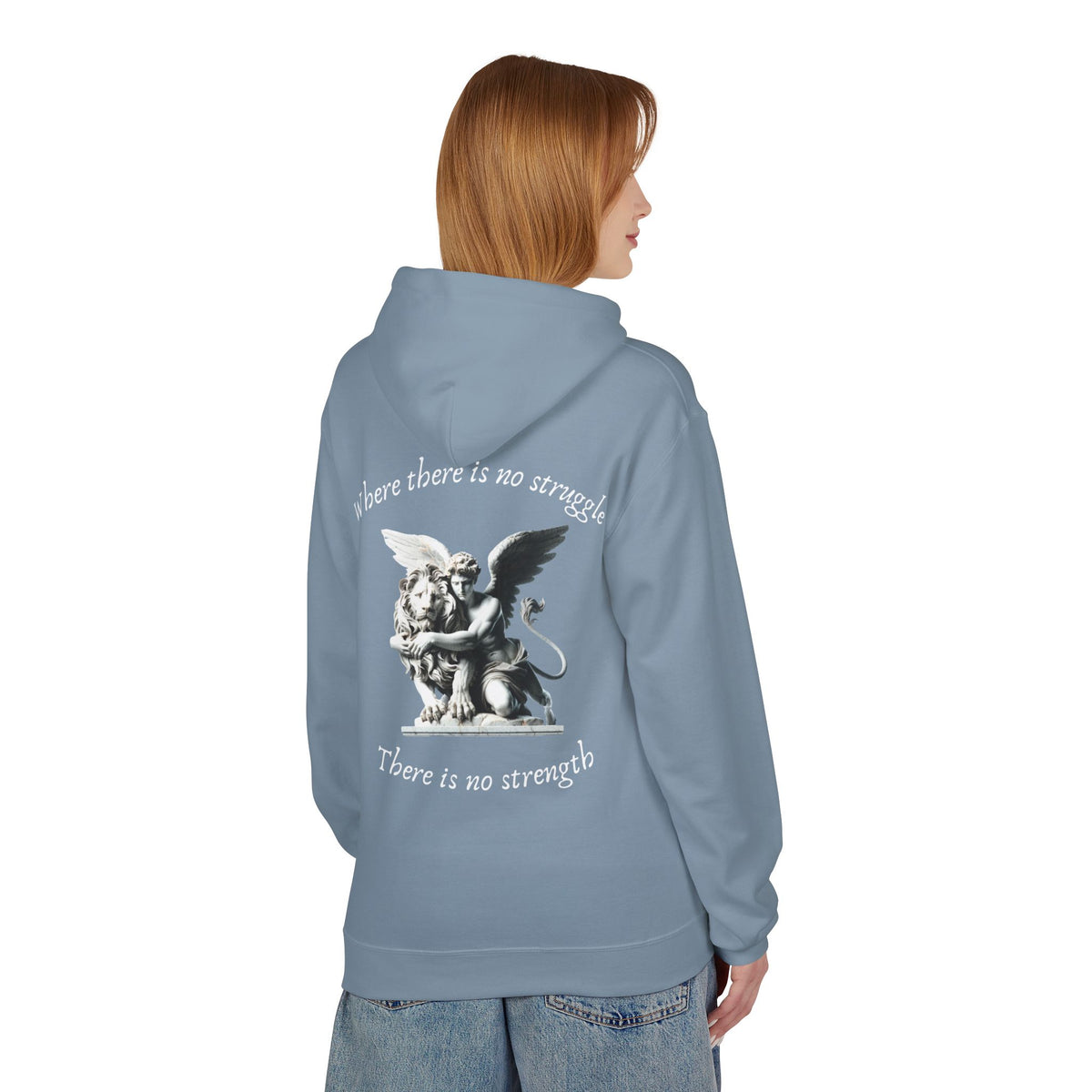 Angel Statue Hoodie – "Where there is no struggle, there is no strength" Inspirational Graphic Hoodie