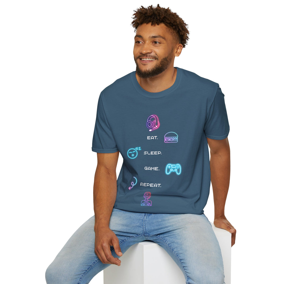 Pastel Gaming Icons T-Shirt — Cute Vaporwave Controller & Skull Tee