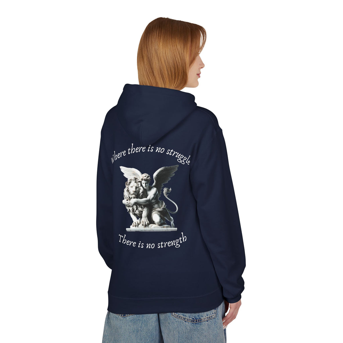 Angel Statue Hoodie – "Where there is no struggle, there is no strength" Inspirational Graphic Hoodie