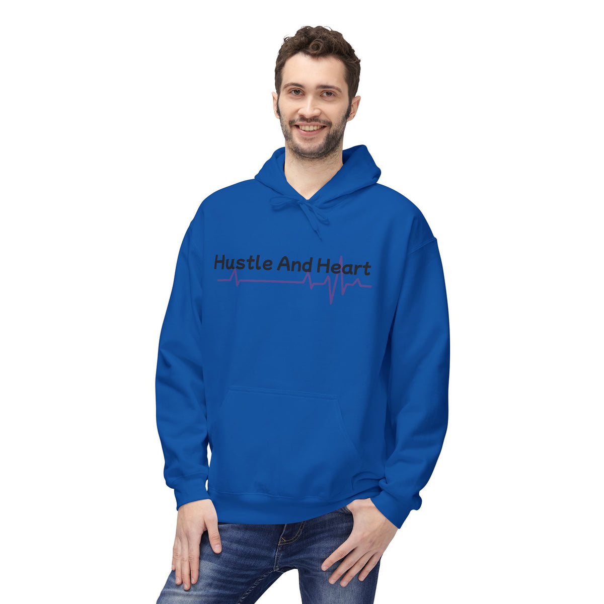 Hustle And Heart Hoodie — Motivational Pullover with Heartbeat Graphic