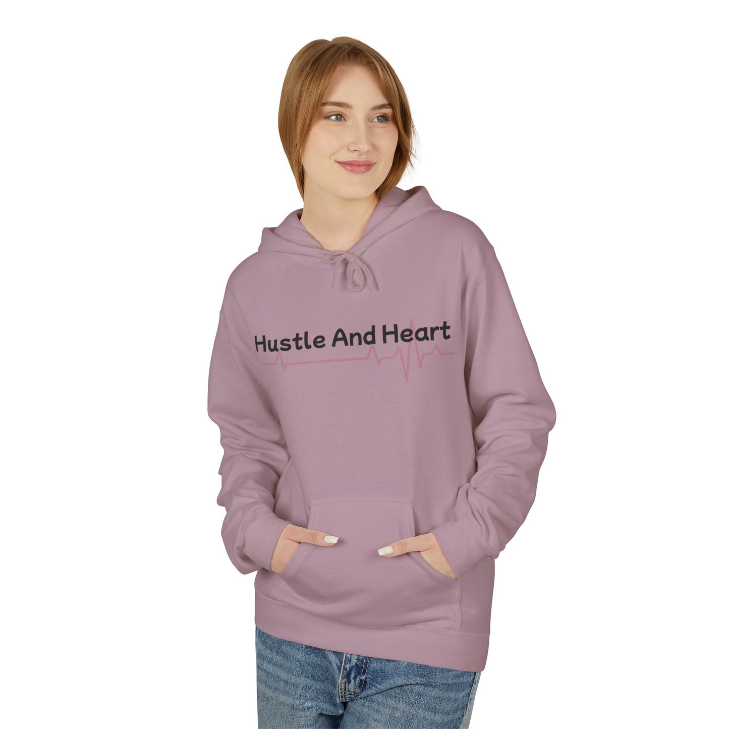 Hustle And Heart Hoodie — Motivational Pullover with Heartbeat Graphic