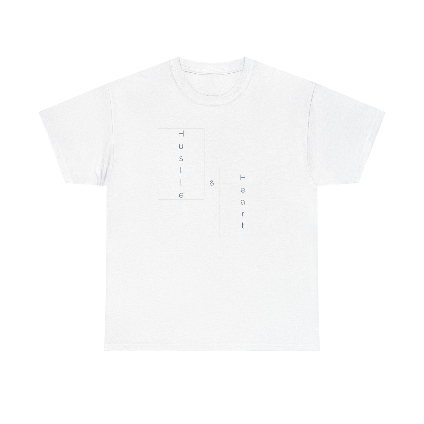 Minimalist "Hustle & Heart" T-Shirt — Vertical Text Graphic Tee