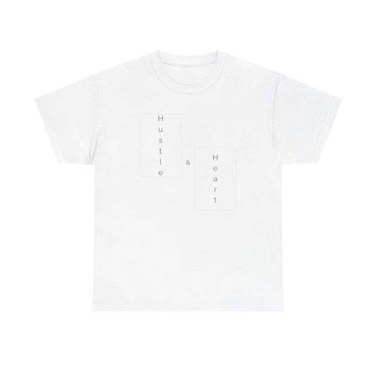 Minimalist "Hustle & Heart" T-Shirt — Vertical Text Graphic Tee