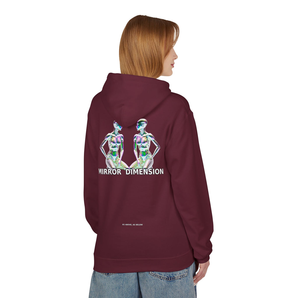 Mirror Dimension Graphic Hoodie — Symmetrical Sci-Fi Alien