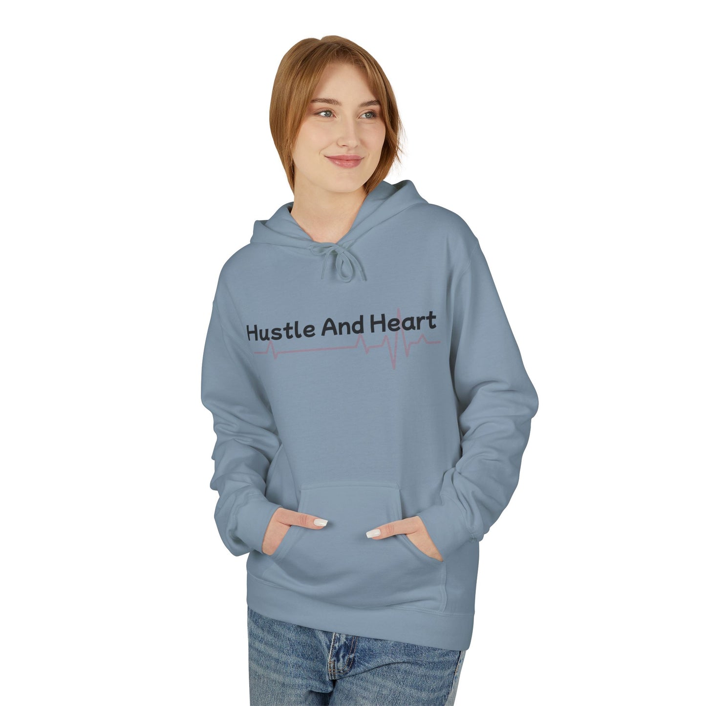 Hustle And Heart Hoodie — Motivational Pullover with Heartbeat Graphic