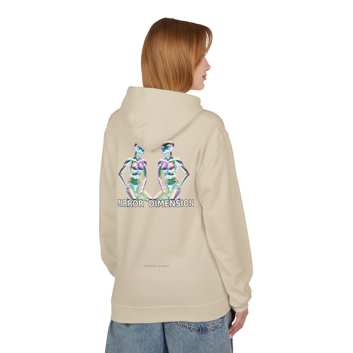 Mirror Dimension Graphic Hoodie — Symmetrical Sci-Fi Alien