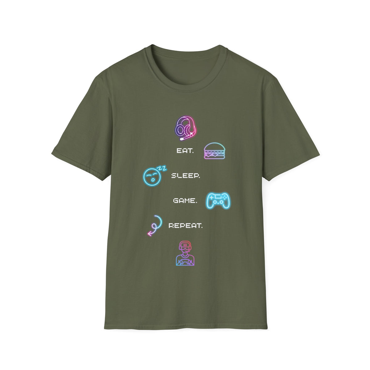 Pastel Gaming Icons T-Shirt — Cute Vaporwave Controller & Skull Tee