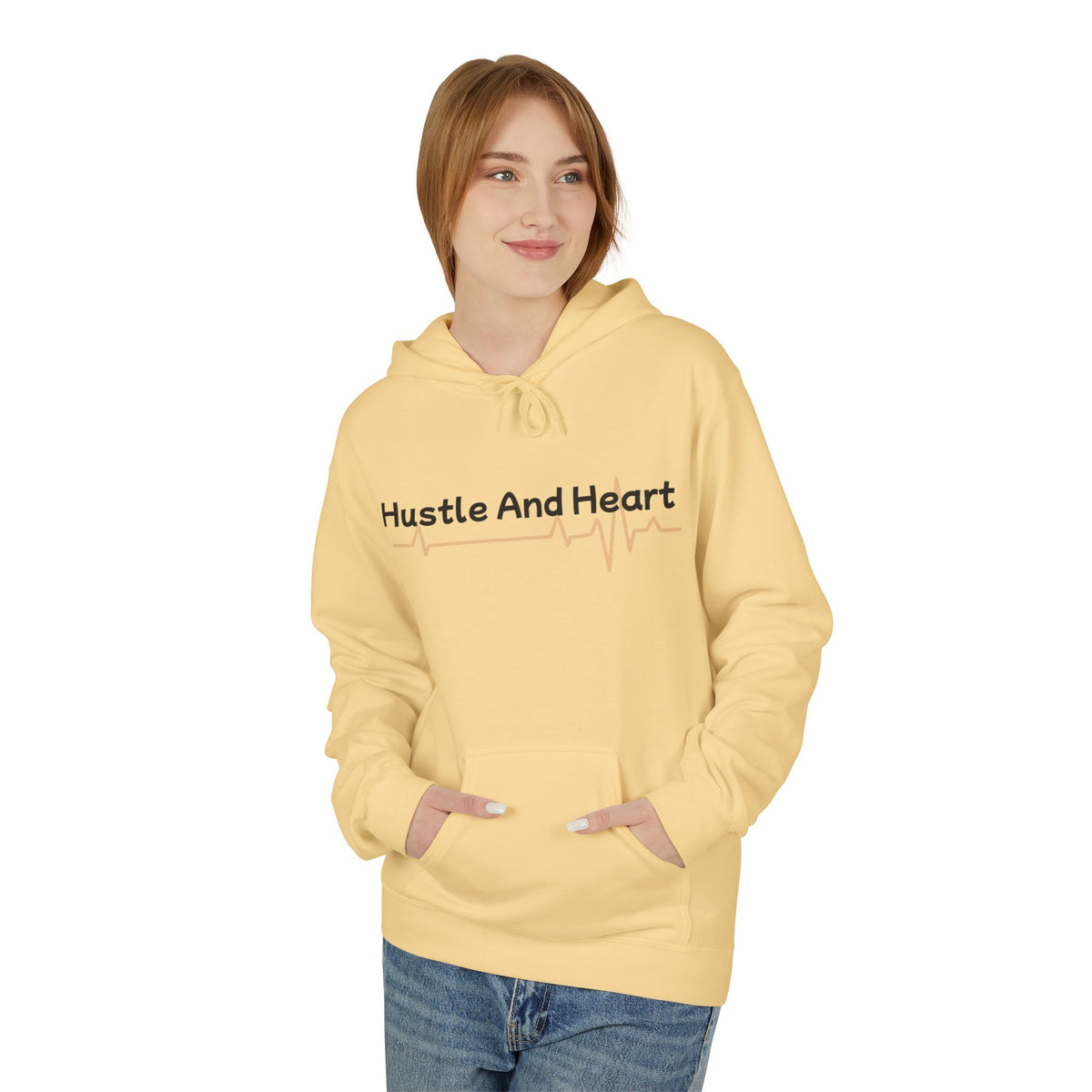 Hustle And Heart Hoodie — Motivational Pullover with Heartbeat Graphic