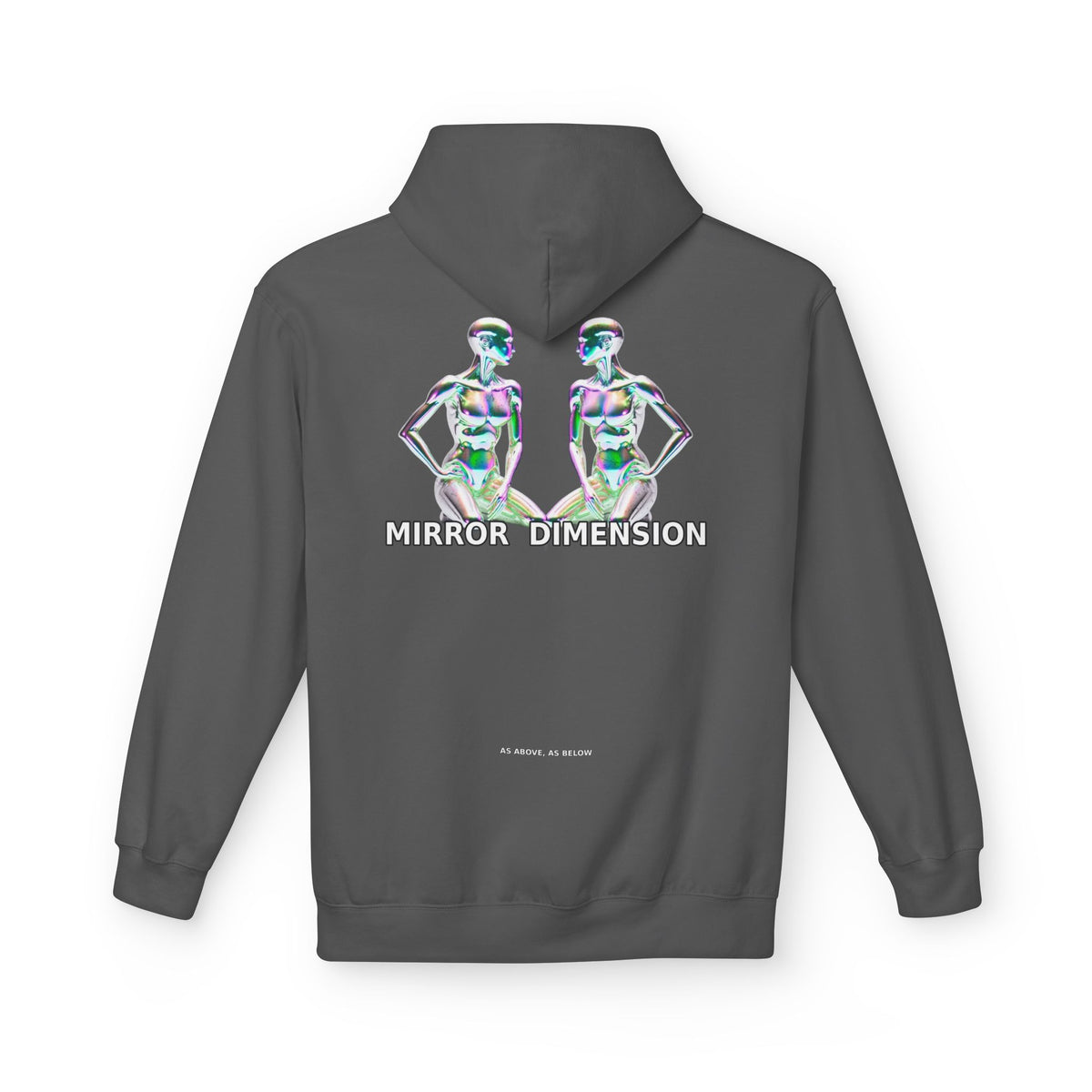 Mirror Dimension Graphic Hoodie — Symmetrical Sci-Fi Alien