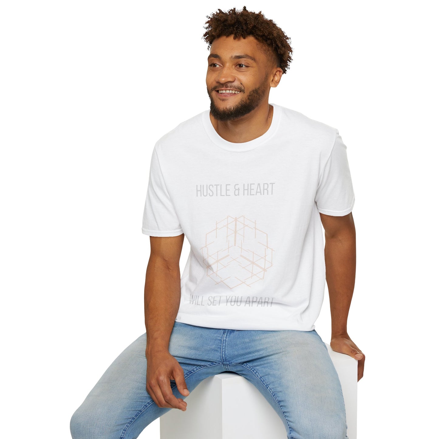 Hustle & Heart Geometric Tee — Motivational Graphic T-Shirt