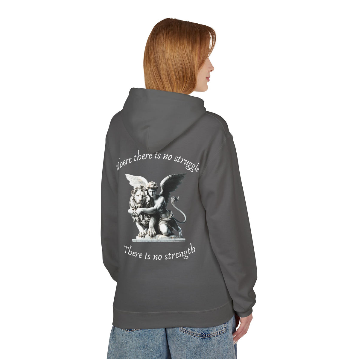 Angel Statue Hoodie – "Where there is no struggle, there is no strength" Inspirational Graphic Hoodie