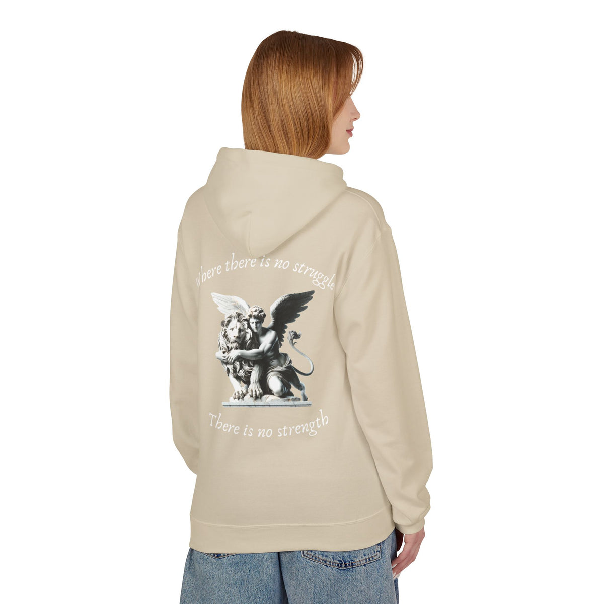 Angel Statue Hoodie – "Where there is no struggle, there is no strength" Inspirational Graphic Hoodie