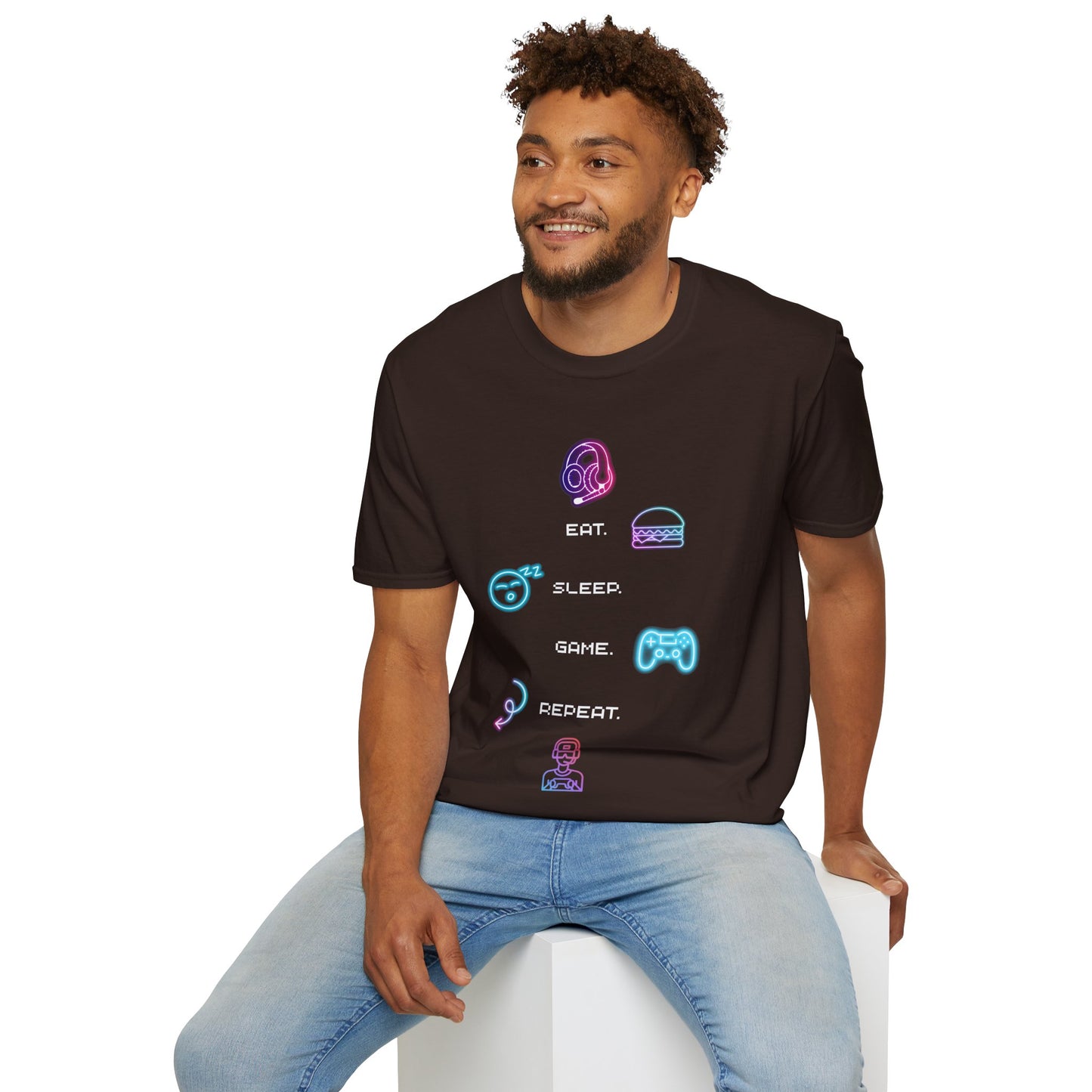 Pastel Gaming Icons T-Shirt — Cute Vaporwave Controller & Skull Tee