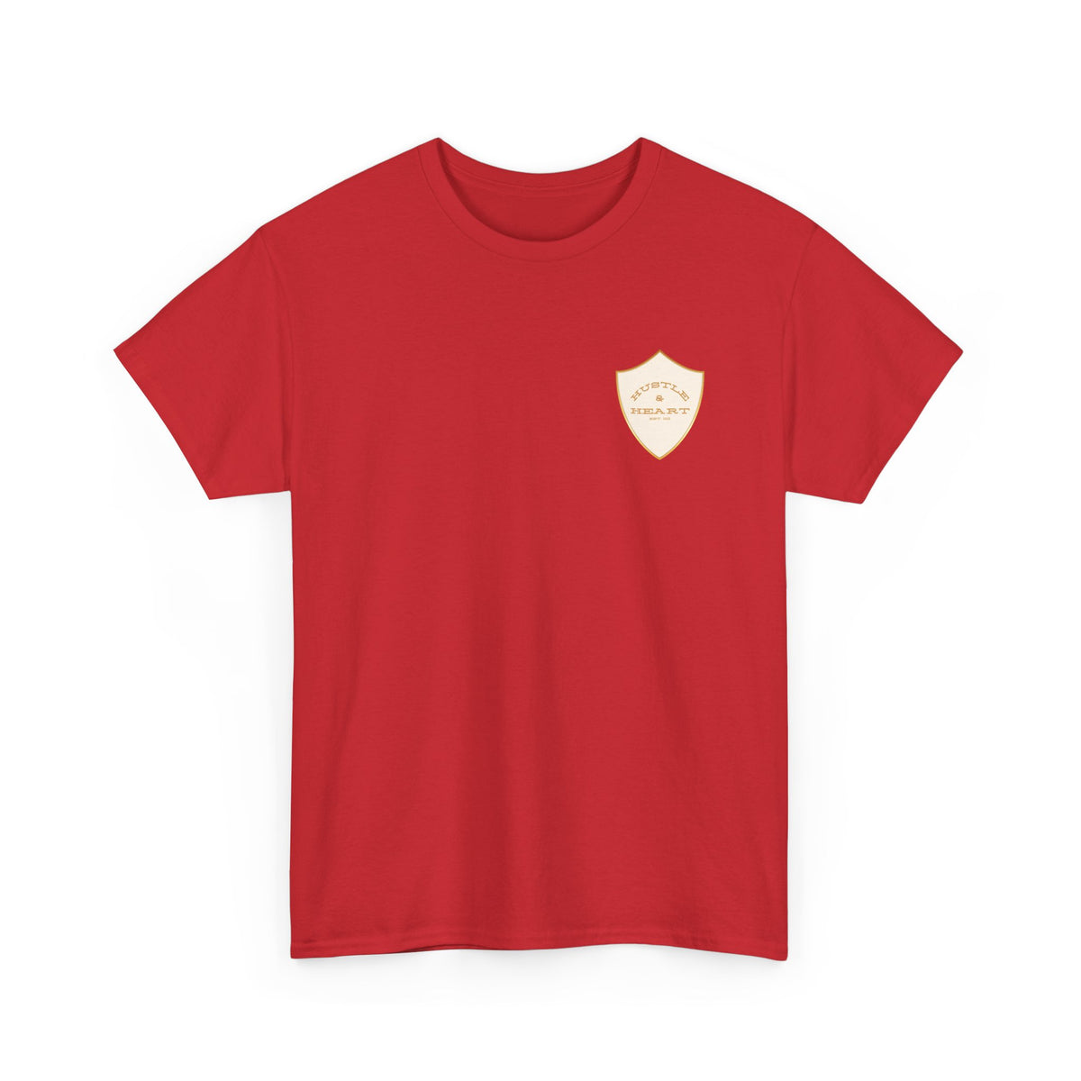White Badge Tee — Minimalist Smiley Shield Chest Logo T‑Shirt