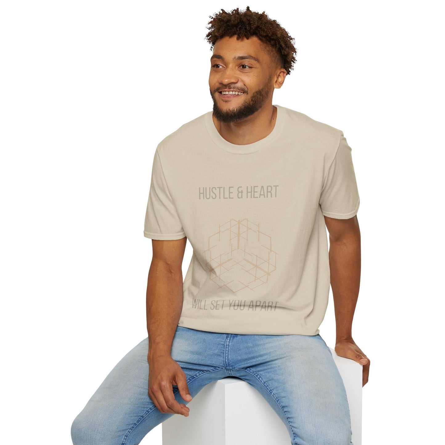 Hustle & Heart Geometric Tee — Motivational Graphic T-Shirt