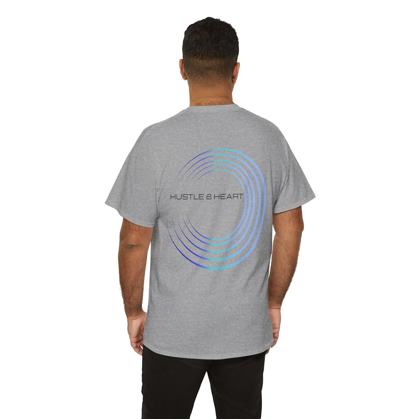 Hustle & Heart Tee — Minimal Gradient Circle Graphic Cotton T‑Shirt