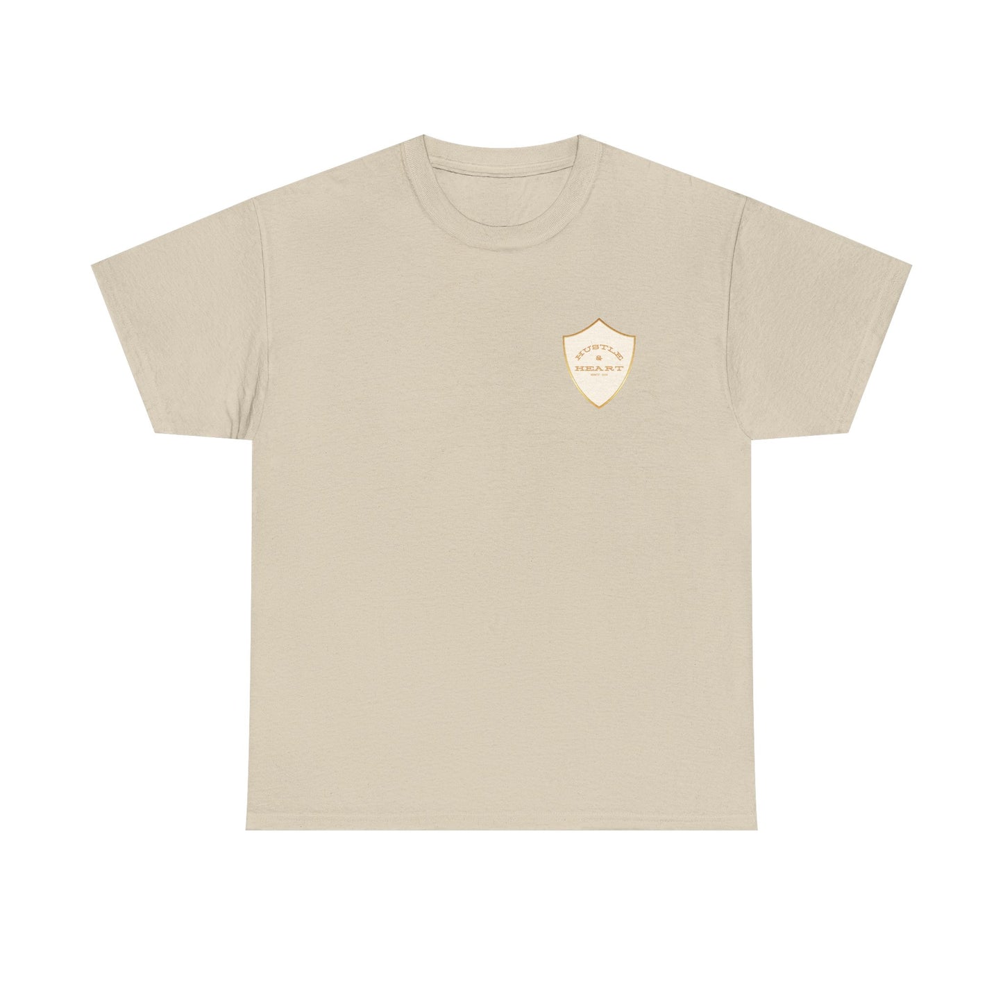 White Badge Tee — Minimalist Smiley Shield Chest Logo T‑Shirt
