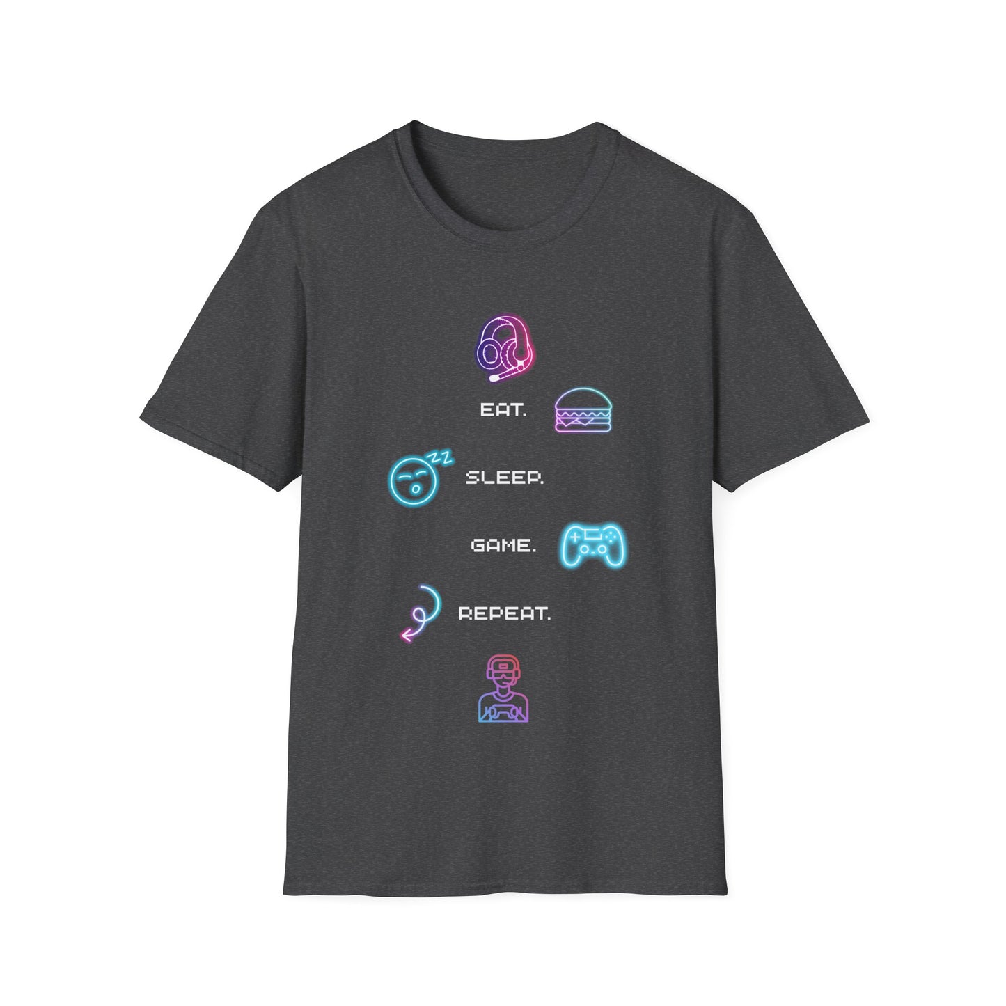 Pastel Gaming Icons T-Shirt — Cute Vaporwave Controller & Skull Tee