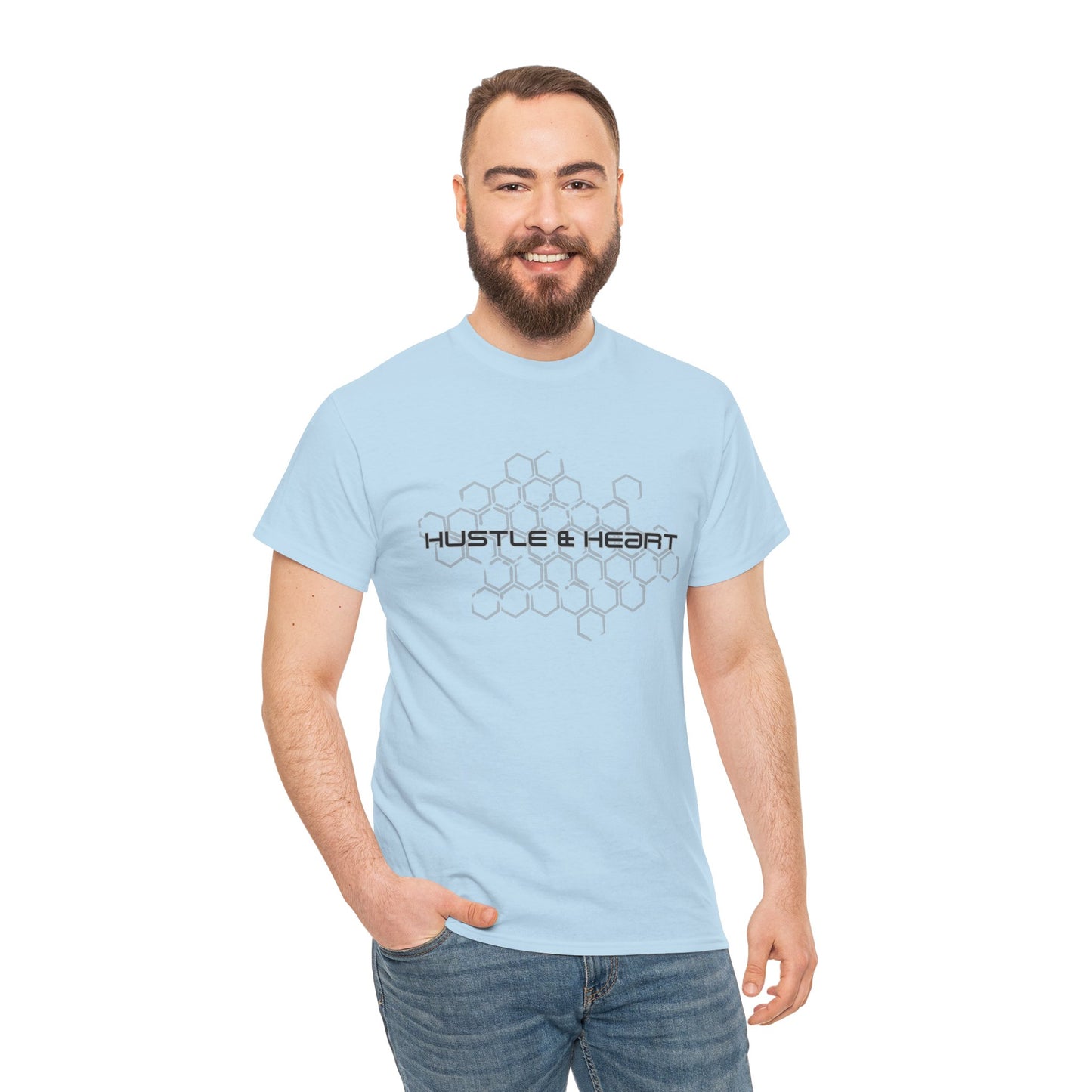 Hustle & Heart T-Shirt — Honeycomb Graphic Motivational Tee