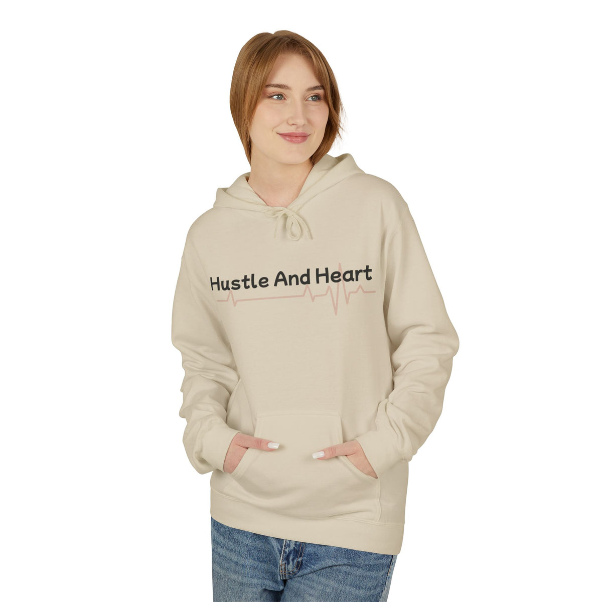 Hustle And Heart Hoodie — Motivational Pullover with Heartbeat Graphic