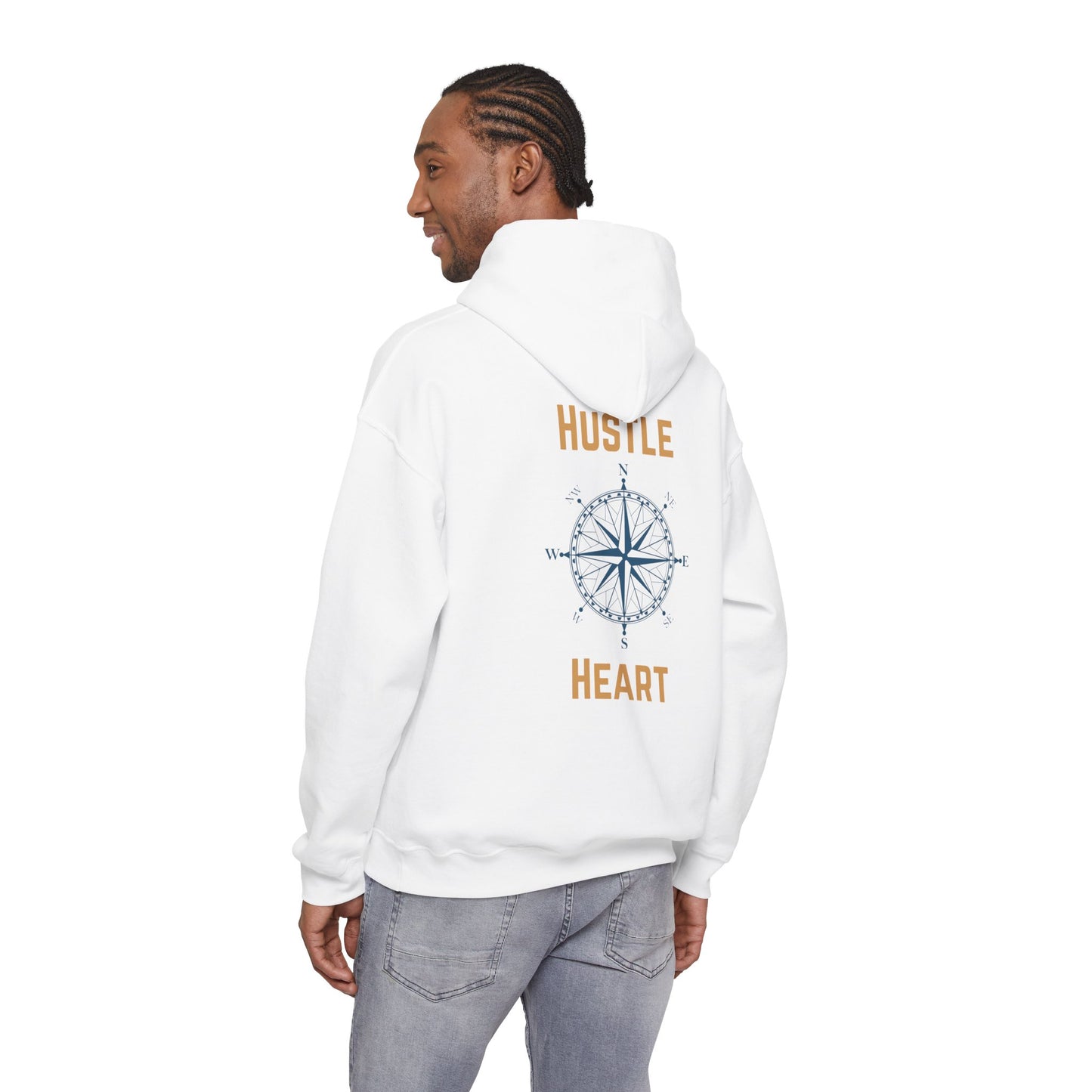 Hustle Heart Compass Hoodie — Motivational Graphic Pullover