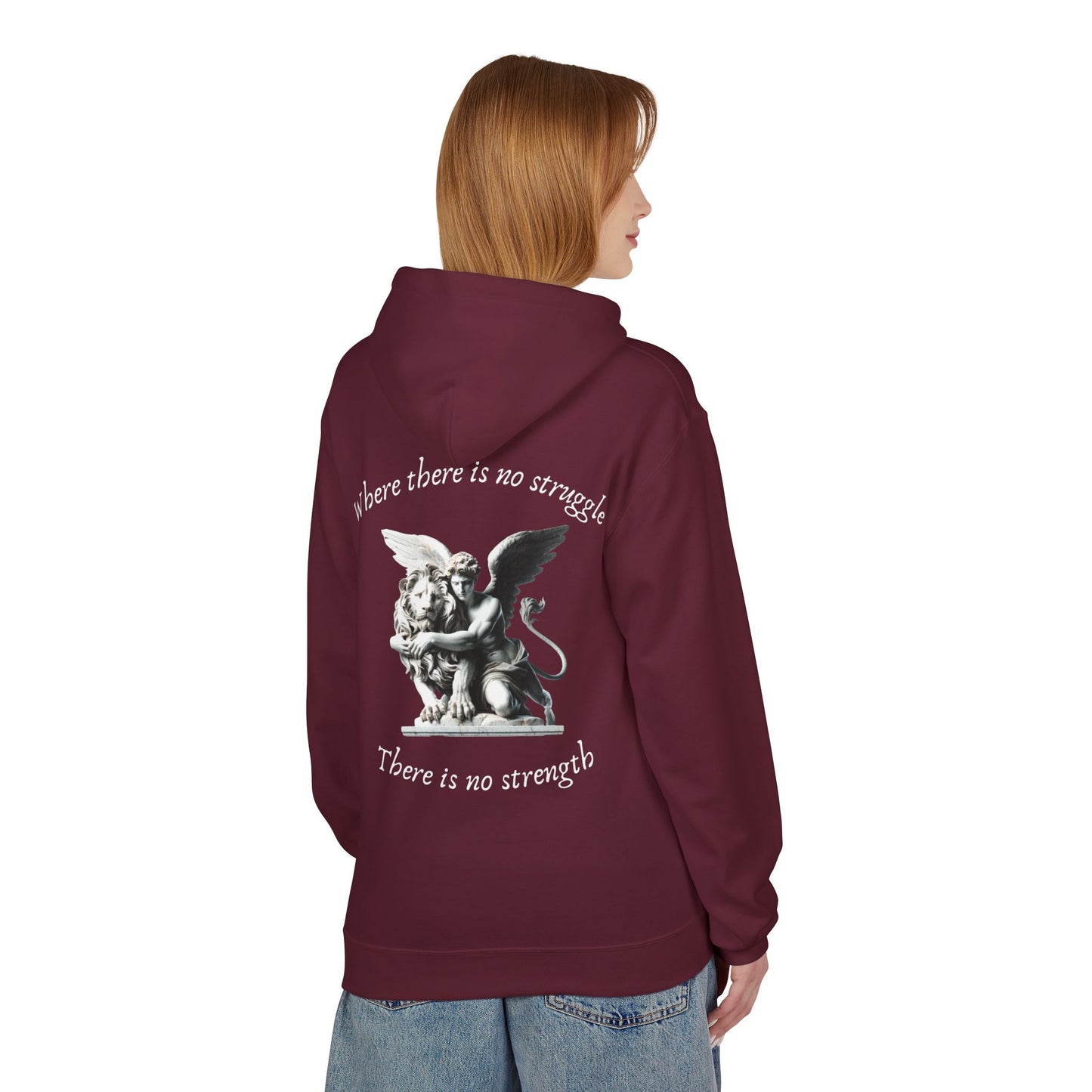 Angel Statue Hoodie – "Where there is no struggle, there is no strength" Inspirational Graphic Hoodie
