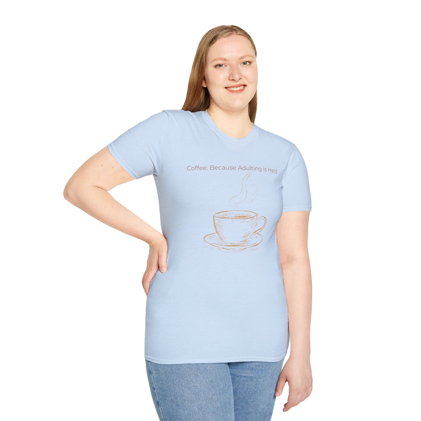 Coffee Because Adulting Is Hard T-Shirt — Minimal Cup Graphic